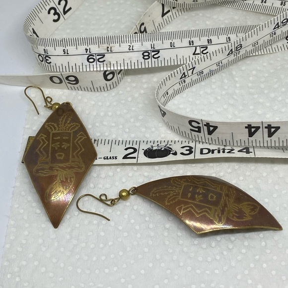 Earrings Hawaiian tiki earrings ki’i gold tone tribal fun - Picture 6 of 8